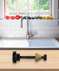 The Badass Faucet Reseating Tool With Precision Guide And Twin Steel Cutters To Nix Stubborn Leaks and chip off mineral crust fast on a kitchen countertop.