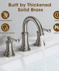 4 Inch Centerset Chrome Bathroom Faucet With Two Handles For 3 Hole Vanity Sink, Pop Up Drain, Built Tough Leak Proof Ceramic Disc Cartridge, cUPC Supply Lines Included, Ideal For RV And Farmhouse Style Bathrooms shown with water flow and solid brass construction details.