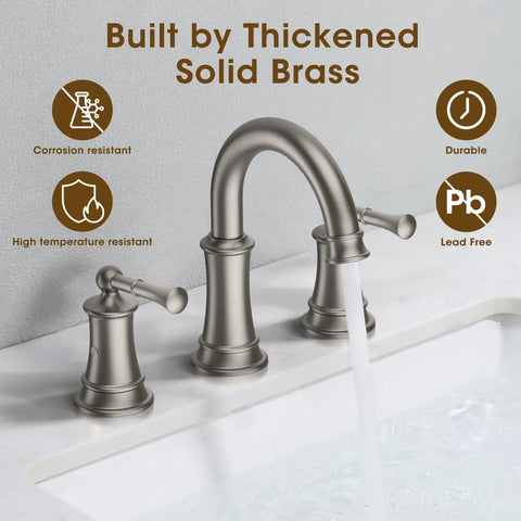 4 Inch Centerset Chrome Bathroom Faucet With Two Handles For 3 Hole Vanity Sink, Pop Up Drain, Built Tough Leak Proof Ceramic Disc Cartridge, cUPC Supply Lines Included, Ideal For RV And Farmhouse Style Bathrooms shown with water flow and solid brass construction details.
