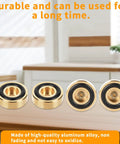 8 Piece Brass Cutting Board Feet Non Slip With Silicone Pads And Screws Kit displayed on countertop