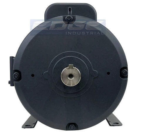 Real Workhorse 5Hp Single Phase 208V Electric Motor With 184T Frame And 1750 Rpm Compressor Duty front view with mounting brackets.