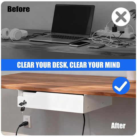 Kick Desk Chaos To The Curb With This Sleek Undermount Drawer Locker offering smooth ball bearing slides and a locked charging tray.
