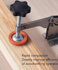 Pro Grade Non Slip Quick Release Toggle Clamp Set For Woodworking Jigs And Fixtures With Rubber Tip holding wood securely in place.