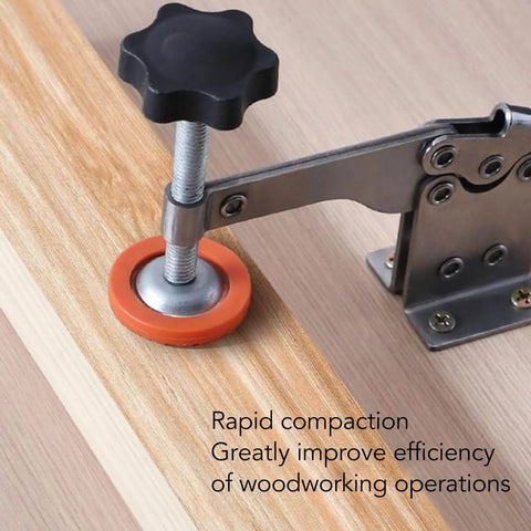 4 Pack Stainless Steel Toggle Clamp Set With Anti Slip Rubber Tips, Horizontal Clamp used in woodworking securing a wood piece