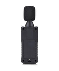 Pro Grade Handheld Digital Sound Meter With Large LCD Display For Noise And Decibel Readings In Offices And Server Rooms High Sensitivity Microphone Accurate 30 To 130 dBA Range IP54 Rated Requires 3 AAA Batteries, rear view