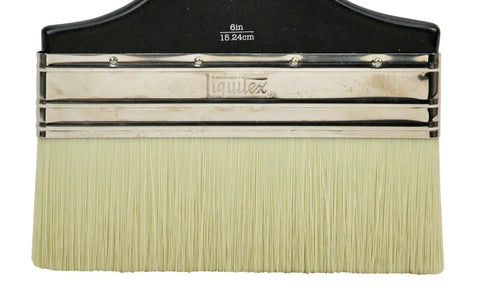 Large Scale Broad Flat Varnish Brush 6 Inch For Big Surfaces Dragging Gestural Figures And Varnishing Walls, close-up view