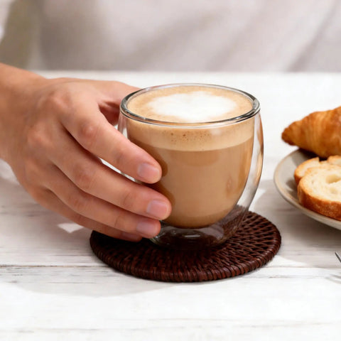 Double Wall Insulated Espresso Cups 5 Oz Glass Set Of 2 For Coffee Machines Clear Mugs That Keep Drinks Hot Or Cold Condensation Free