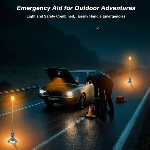Emergency roadside with rechargeable telescopic camping lantern with stand and magnetic base 12000mAh power bank RGB lighting