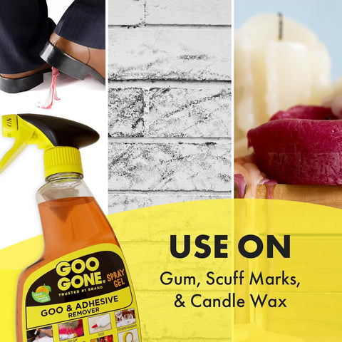 Adhesive Remover Gel Spray With Scraper 12 Oz For Glue, Stickers, Tape Residue, Gum, Grease And Wax, Citrus Cleaning Power