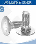 Heavy Duty 20 Pack M8 X 20mm Square Neck Carriage Bolts Crafted From Premium 304 Stainless Steel showing two bolts in package.