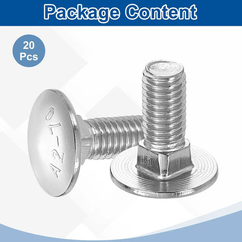 Heavy Duty 20 Pack M8 X 20mm Square Neck Carriage Bolts Crafted From Premium 304 Stainless Steel showing two bolts in package.