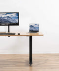 VIVO M8 four 1.5-inch threaded locking caster wheels on a black standing desk leg with wood top