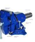 5 Inch Multi Function Vise With Anvil Blue Bench Vise Built Tough Heavy Duty Tool 360 Degree Swivel Base Durable Iron Construction