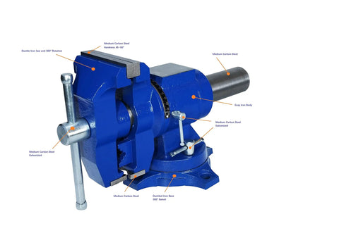 5 Inch Multi Function Vise With Anvil Blue Bench Vise Built Tough Heavy Duty Tool 360 Degree Swivel Base Durable Iron Construction