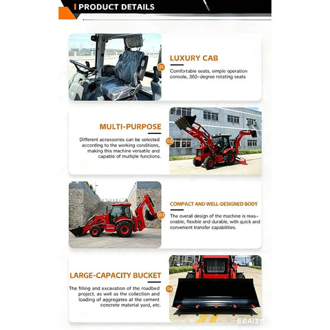 Beast 4WD Backhoe Loader With 2.5m Digging Depth Front Loader And Rear Digger Multi Function Attachments overview