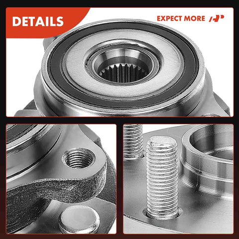 Detailed view of Two-Pack Front Wheel Bearing And Hub Assembly 5-Lug Set for Toyota RAV4, Corolla iM, Prius V, Scion, Lexus models.