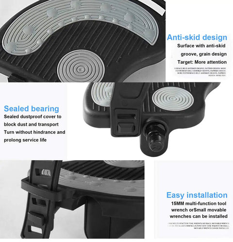 Replacement 9/16 Inch Exercise Bike Pedals With Straps for Indoor Recumbent, Exercise Bike, Spin Bike and Upright Models, close-up