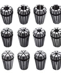 Heavy Duty ER16 Spring Collet Set 12 Pieces 1/32 To 3/8 Inch Carbon Steel Hardened Pro Grade for CNC machines
