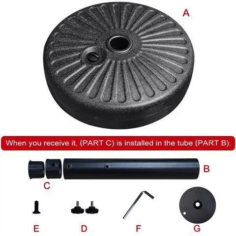Water Filled Umbrella Base Stand For Patio And Outdoor Use Beefy Heavy Duty Holder With Large Round Base And Two Hand Turn Knobs