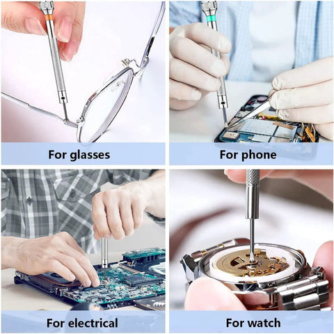 Micro Precision Screwdriver Set For Eyewear Watches And Jewelry With 13 Replacement Bits used on glasses, phone, electronics, watch