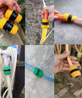 6 Pack Hose Connectors Quick Connect Kit For 1/2 To 1/2 And 1/2 To 3/4 Inch Couplings in various garden hose setups