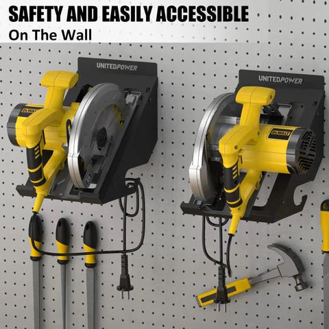 Premium Circular Saw Holder Wall Mount Organizer for Workshop Garage Shed and Home Space Saving Rack Fits Most Circular Saws