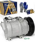 Heavy Duty AC Compressor With Clutch For Sweet Summer Cooling And Rock Solid Reliability Engineered For Smooth Highway Cruising, silver unit with pulley.