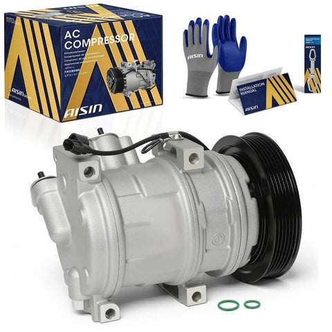 Heavy Duty AC Compressor With Clutch For Sweet Summer Cooling And Rock Solid Reliability Engineered For Smooth Highway Cruising, silver unit with pulley.