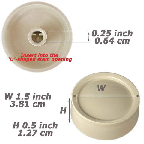 Five Pack Replacement Rotary Dimmer Fan Speed Control Knob Set With D Shaped Shaft Ivory Finish Quarter Inch Diameter Slim Profile
