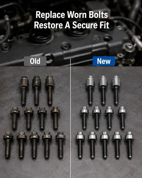 Valve Cover Bolt Kit 22 Pack for 3.0L V6 BMW Engines 2006 2007 325i 330i 525i 530i Z4 OE Replacement Screws for a Snug Seal and Leak Free Performance Today, old and new bolts shown