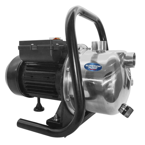 Portable Sprinkler Pump 1 HP Stainless Steel Workhorse for Yard Watering Up To 830 GPH, 165 Ft Head, 1 Inch NPT, Black