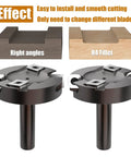 Flattening And Slotting Router Bit For DIY CNC And Handheld Routers 1/2 Inch Shank shown cutting right angles and R4 fillet