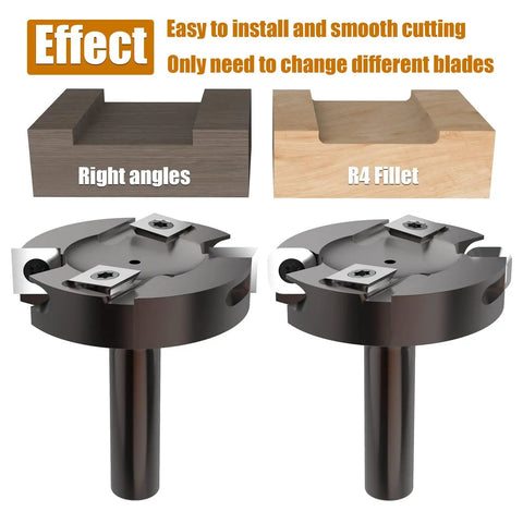 Flattening And Slotting Router Bit For DIY CNC And Handheld Routers 1/2 Inch Shank shown cutting right angles and R4 fillet