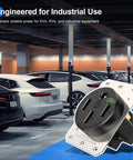 Beefy 50 Amp EV Outlet 14 50R Receptacle For 240V Level 2 Charging in a garage with electric cars