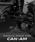 Beefed Up Radius Rods For Can Am Maverick X3 2018 Upgrade Kit Billet Aluminum Rod Set For 64 And 72 Inch Wide Suspension Black Finish Durable Replacement, rear suspension view