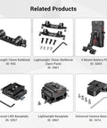 Related products including Lightweight 15mm Railblock, V Mount Battery Plate, and Universal Camera Base Plate.