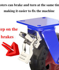 Heavy Duty Rubber Caster Wheels, 4 Pack With Secure Roll Brake showcasing dual lock brake mechanism and steel bracket design.
