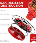 Leak resistant construction of Vibrant Hummingbird Feeder For Outdoors With 25 Ounce Nectar Jar Five Flower Ports Perch Leak Proof
