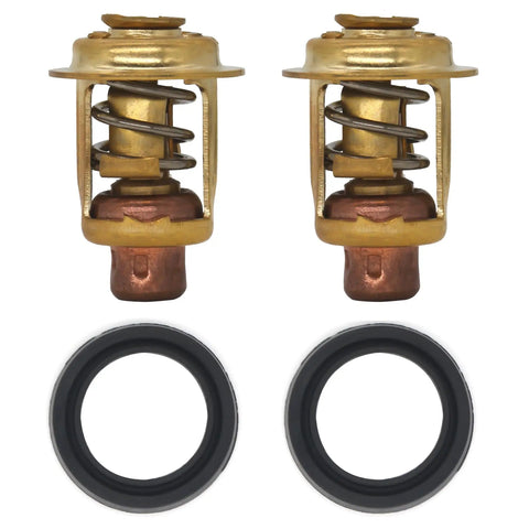Two Pack Plug N Play 143 Degree Fahrenheit Thermostats And Seals Kit For V6 Outboard Motors 135 150 175 200 HP Replacement 75692Q2 75692 Q2 Seals Included