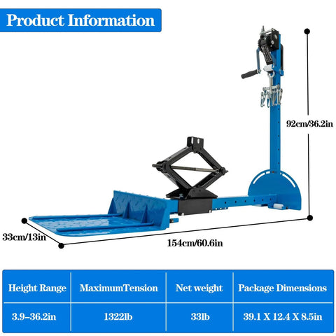 Blue Car Body Sheet Metal Repair Kit With Adjustable Dent Puller dimensions with 92cm height and 154cm length.