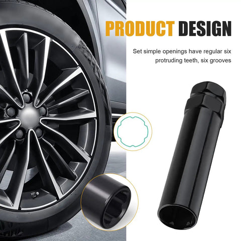 6 Spline Lug Nut Socket Set For Wheel Locks And Nuts Universal Steel Removal Tool beside wheel
