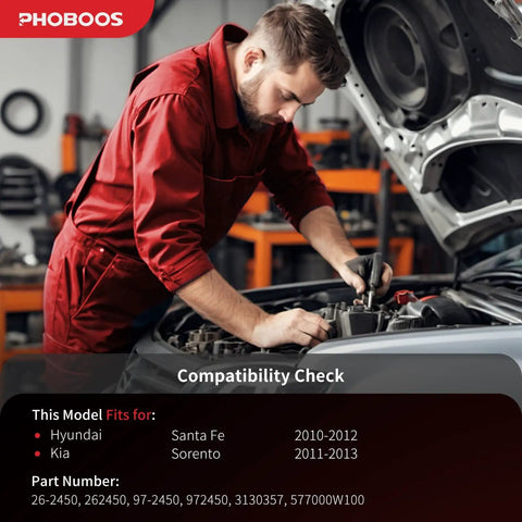 Mechanic checking compatibility for Hydraulic Power Steering Rack And Pinion Assembly Compatible With Hyundai Santa Fe 2010 To 2012 And Kia Sorento 2011 To 2013 Direct Fit New Unit Leak Resistant Ref 26 2450