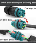 IP68 Waterproof 2 Way 3 Pin Junction Box Cable Connector For Outdoor Use 5-12mm Wire Range Screwless Quick Repair Power Extension Connector 2 Pack Set
