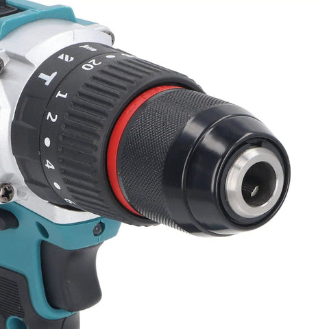 Close-up of Badass 18V Cordless Drill With Dual Variable Speed Levers and Knockout High Torque Output For Everyday Repairs.