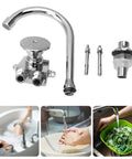 Foot Pump Faucet Kit - Hands-Free Foot Control Kitchen Tap Flexible Hose, chrome faucet parts and accessories for easy operation.