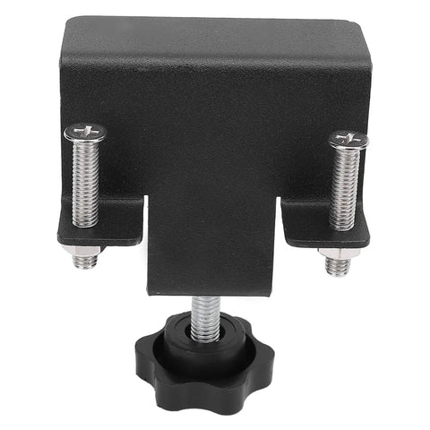 No Sweat 2 Piece Cabinet Clamps For Drawer Face Frame Positioning Quick Install Guide showcasing black steel clamp with adjustable knobs.