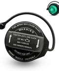 Close-up of Leak Proof 2.44 Inch Fuel Tank Cap Replacement for Volkswagen and Audi, sealed filler cap with warning text, black ABS material