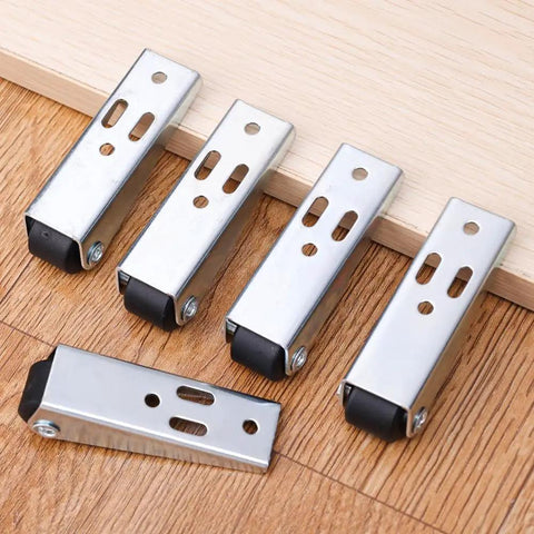 Heavy Duty Stainless Steel Swivel Caster Wheels For Sliding Doors And Furniture, Rust Resistant Flat Bottom Roller Hardware Kit close-up view on wood.