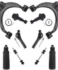 All In One Front Suspension Kit With 12 Pieces Including Upper Control Arms Lower Ball Joints Outer And Inner Tie Rod Ends Sway Bar End Links And Rack Boots Direct Fit For 2015 2020 Cadillac Escalade Suburban Tahoe Silverado Sierra 1500
