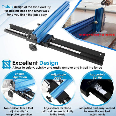 14 Inch Bandsaw Fence Fits Jet Delta General Grizzly And More Heavy Duty Precision Alignment With T Slots For Stops Easy Mount